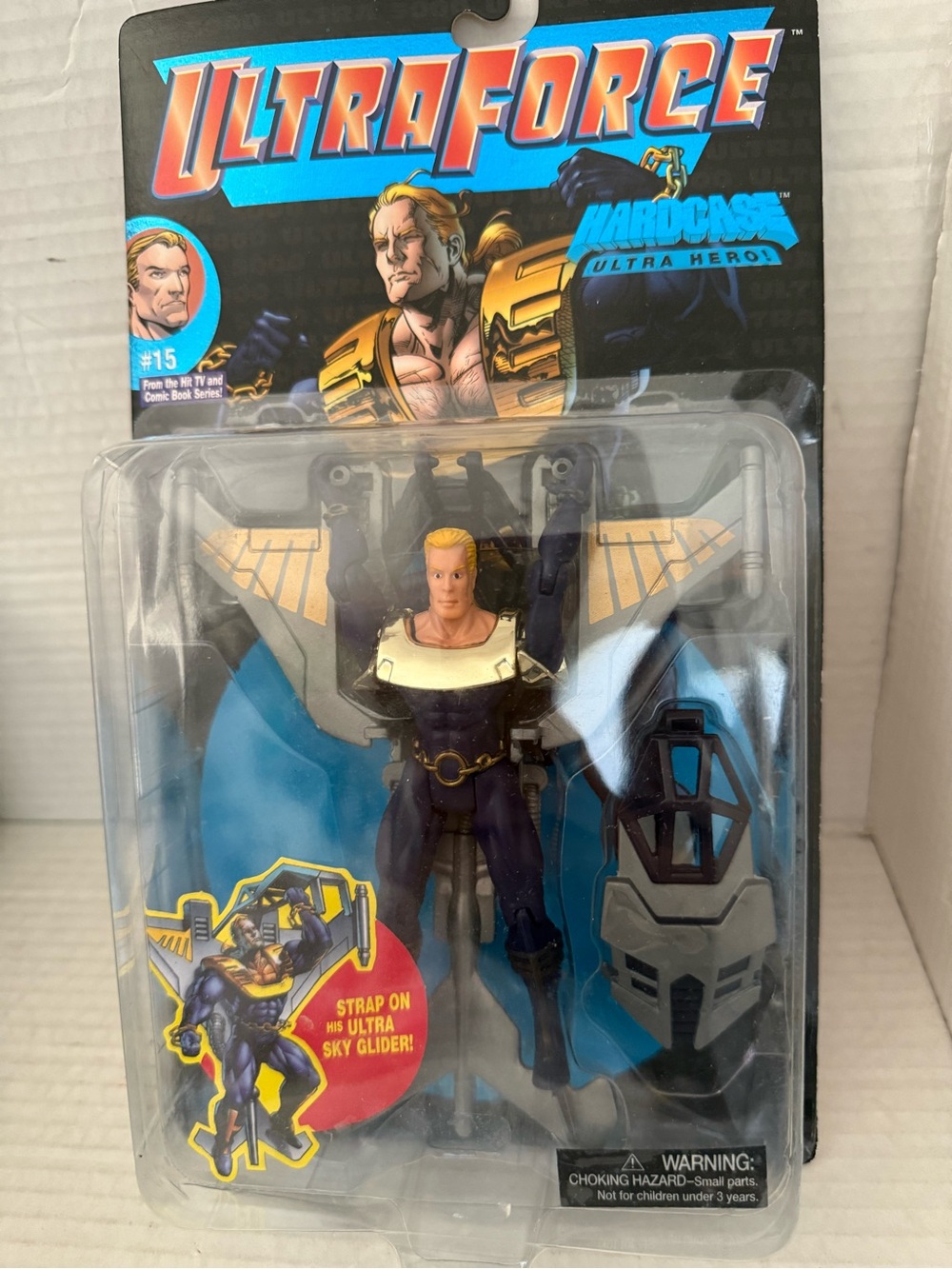 Galoob Ultraforce #15 HARDCASE Ultra Hero Action Figure with Sky Glider 1995